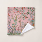 Chinoiserie rose Oiseau Floral Élégant (Gant de toilette)