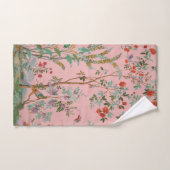 Chinoiserie rose Oiseau Floral Élégant (Serviette à main)