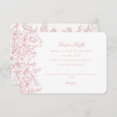 Chinoiserie rose Refroidissement Invitation Insert (Devant / Derrière)