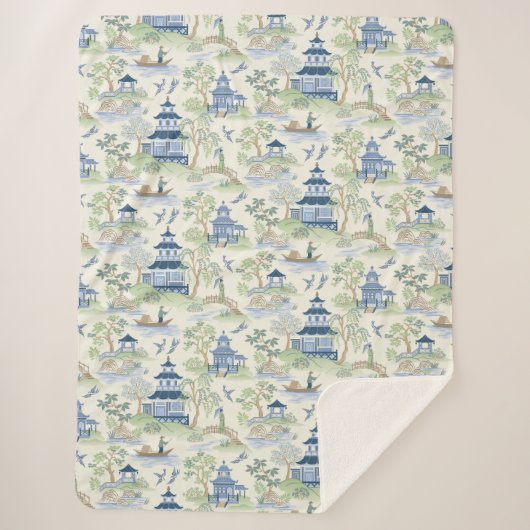 Chinoiserie Sherpa Deken (Voorkant)