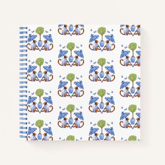 Chinoiserie singes et parasols Carnet spiral (Devant)