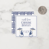 Chinoiserie Singes Monogrammes Cartes Cadeaux (Devant/Arrière en situation)