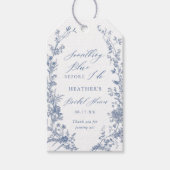 Chinoiserie Something Blue Bruiloftsshowers Cadeaulabel (Voorkant)