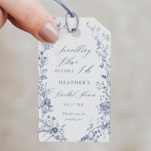 Chinoiserie Something Blue Bruiloftsshowers Cadeaulabel