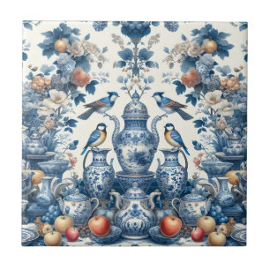 Chinoiserie  stijl Vogels & Vazen Kussen Tegeltje