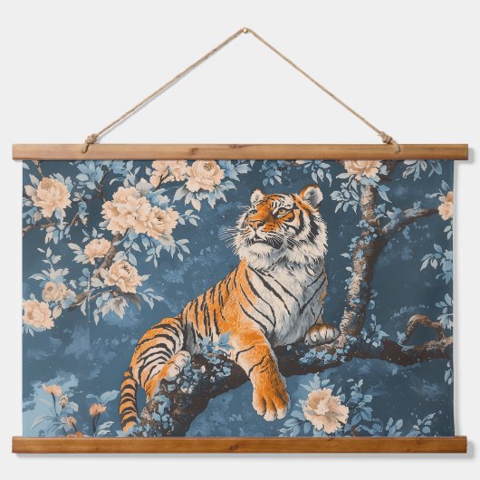 Chinoiserie Style Tiger Hangend Wandkleed (Voorkant)