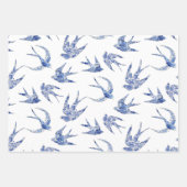 Chinoiserie Swallow Bird Blue en White Decoupage Inpakpapier Vel (Voorkant 2)