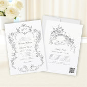 Chinoiserie swan all in one Wedding Invitation