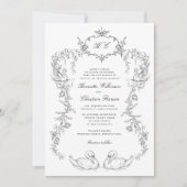 Chinoiserie swan all in one Wedding Invitation (Devant)