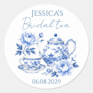Chinoiserie Theepot Bloemstuk Vintage Bruidsfeest Ronde Sticker