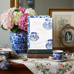 Chinoiserie Tijd voor Thee Bruidsdiner Blue Kaart