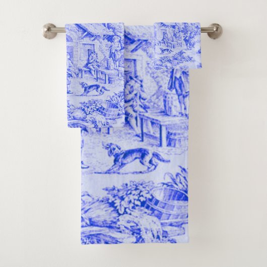 Chinoiserie Toile Blanc Bleu Français Style Rustiq (En situation)