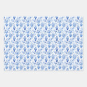 Chinoiserie Toile Blauw & Wit Bloemen Vazen Inpakpapier Vel (Voorkant 3)