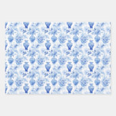 Chinoiserie Toile Blauw & Wit Bloemen Vazen Inpakpapier Vel (Voorkant 2)
