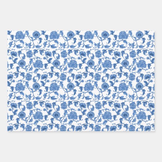 Chinoiserie Toile Blue Willow Inpakpapier Vel (Voorkant 3)