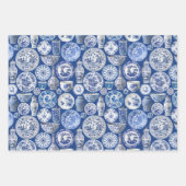 Chinoiserie Toile Blue Willow Inpakpapier Vel (Voorkant 2)