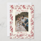 Chinoiserie Toile De Jouy Festive Photo Christmas Feestdagenkaart (Voorkant)