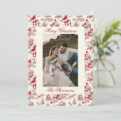Chinoiserie Toile De Jouy Festive Photo Christmas Feestdagenkaart (Staand voorkant)