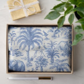 Chinoiserie Toile de Jouy marineblauwe dieren Tissuepapier (Geschenk)