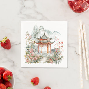 Chinoiserie Toile De Jouy Pagode Servet