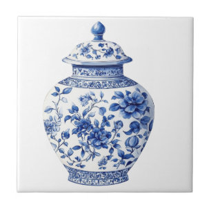 Chinoiserie Toile De Jouy Vaas Tegeltje