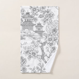 Chinoiserie Toile Draak Kersenbloesem Siermotief Handdoek