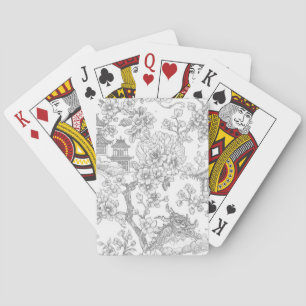 Chinoiserie Toile Draak Kersenbloesem Siermotief Pokerkaarten