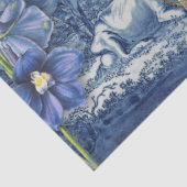 Chinoiserie Toile Floral Blue White Script Collage Tissuepapier (Detail)