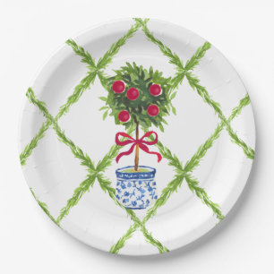 Chinoiserie Topiary, Grandmillenial Holiday Papieren Bordje