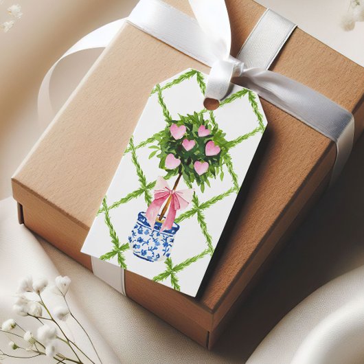 Chinoiserie Topiary Hearts Valentijnsdag Cadeaulabel