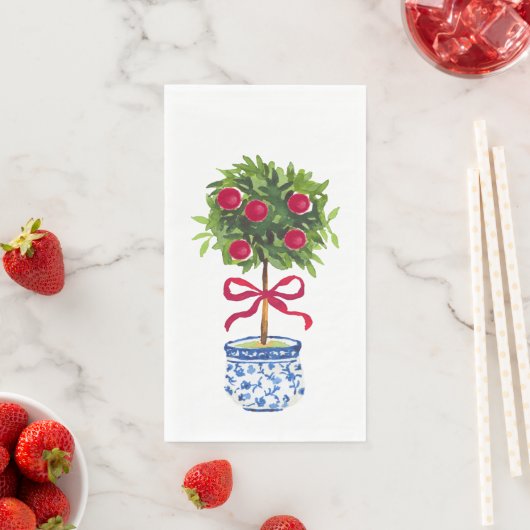 Chinoiserie Topiary Holiday Napkins Servet (Insitu)