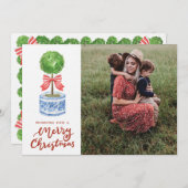 Chinoiserie Topiary Kerstfoto Feestdagenkaart (Voorkant / Achterkant)
