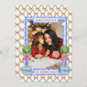 Chinoiserie Topiary met Rode Bogen | Kerstmis Kaart (Voorkant / Achterkant)