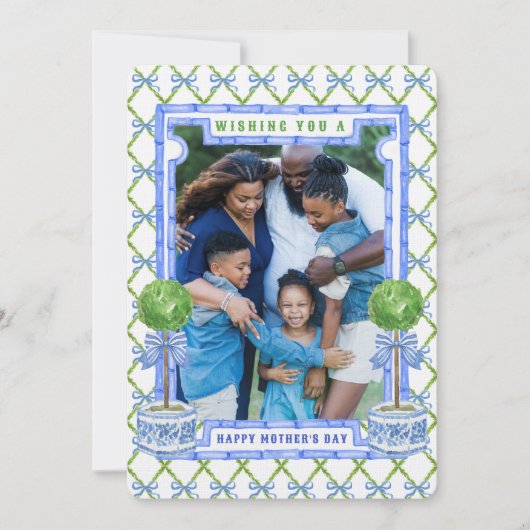 Chinoiserie Topiary Moederdag Photo Card Kaart (Voorkant)