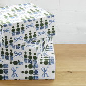 Chinoiserie Topiary Tree Blue Bow Inpakpapier Vel