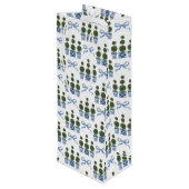Chinoiserie Topiary Tree Blue Bow Wijn Cadeautas (Achterkant Gekanteld)