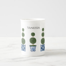 Chinoiserie Topiary Tree Trio Keramiek Porselein Kop