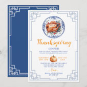 Chinoiserie Turkije Thanksgiving Diner Kaart (Voorkant / Achterkant)