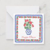 Chinoiserie Vaas van Rode Geraniums Gift Enclosure Notitiekaartje (Voorkant)