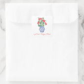 Chinoiserie Vaas van Rode Geraniums Gift Vierkante Sticker (Tas)