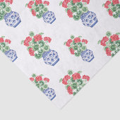 Chinoiserie Vazen van rode geraniums Tissuepapier (Detail)