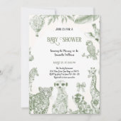 CHINOISERIE VERT TOILE BABYSHOWE INVITATION (Devant)