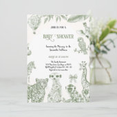 CHINOISERIE VERT TOILE BABYSHOWE INVITATION (Debout devant)
