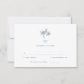 Chinoiserie Victoriaans Toile Blue Wedding RSVP Ka (Voorkant)