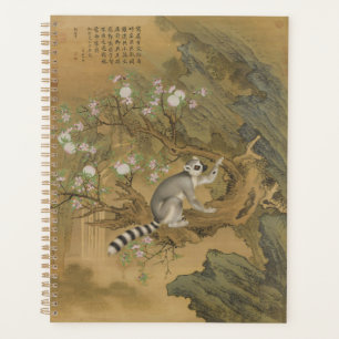 Chinoiserie Vintage Lémurien & Fleur de Pêcher