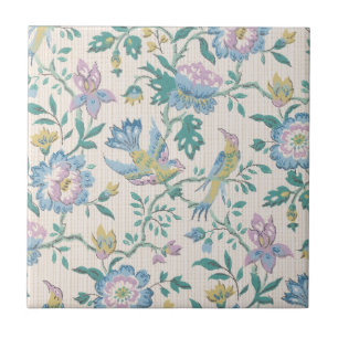 Chinoiserie Vintage Vogel Bloem Motief in Pastelti Tegeltje
