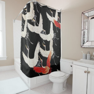 Chinoiserie Vliegende Kraanvogel Zen Minimalistisc Douchegordijn