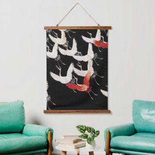 Chinoiserie Vliegende Kraanvogel Zen Minimalistisc Hangend Wandkleed