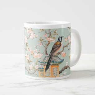 Chinoiserie Vogel & Bloesem Mok in Salie & Perzik