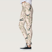 Chinoiserie vogels en gebladerte blush roze leggings (Links)